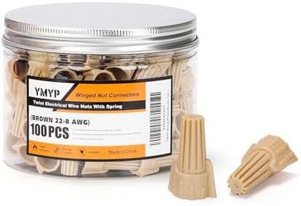 YMYP 100PCS Winged Wire Nut Connector - AWG 22-8 Brown(Tan) - Insulated Insert Twist Electrical Wire Terminal with Spring, Portable Wire Caps for Quick Connection