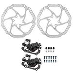 Bike Brake Rotor Set, Sturdy Durable Bike Disc Rotor Brake Kit (160mm Rotors and Mechanical Front Rear Brake Calipers)