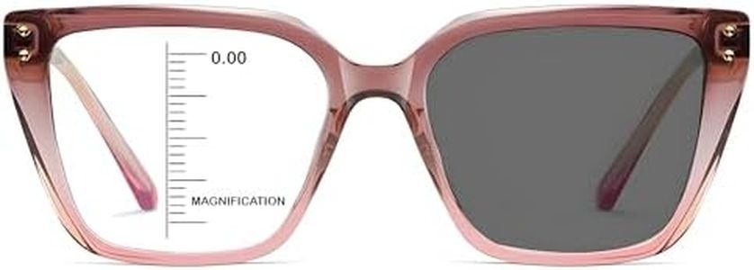 HOOBAY Photochromic Progressive Multifocus Reading Glasses Women,Progressive Readers No Line Quick-Transition Sunglasses (Gradient Pink, 2.25, x)