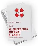 Swiss Safe XL Emergency Mylar Thermal Blankets + Bonus Space Blanket - Compact & Insulated for Cold Weather - Designed for NASA, Outdoor Camping, Survival, First Aid Car Kit - Silver, 25 Pack XL