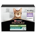 PRO PLAN Senior 7+ Sterilised Turkey in Gravy Wet Cat Food 10x85g (Pack of 4)