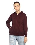 Alan Jones Clothing Women's Solid Cotton Regular Fit Hooded Sweatshirt (Wm17-Ss01_Wine_XL)