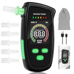 Faazy Alcohol Breathalyzer UK Breathalyser Tester - Alcohol Tester with 5Pcs Mouthpieces High Accuracy Long Standby Time Alcohol Breath Tester Kit with Large Digital LCD Screen