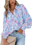 Zeagoo Womens Work Business Chiffon Blouses and Tops Loose Fit Dressy Floral Print V Neck Long Sleeve Shirts Office Boho Top Trendy