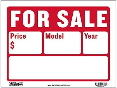 BAZIC For Sale Sign Car Auto Sales 9"X12" (2-Line), Model Year Phone Number, Cars Trucks Indoor Signage, High Visibility Signs, 24-Pack
