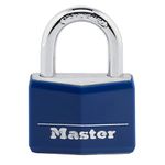 Master Lock 142DCM Covered Solid Body Padlock with Blue Cover, 1-9/16-Inch Wide, 7/8-Inch Shackle Height