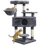 Yaheetech 117cm Cat Tree Cat Tower, Kitten Play Tower with Plush Condo Scratching Post Cat Stand Cat Activity Centre for Indoor Cats, Dark Grey