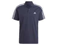 adidas Men's Essentials Piqué Embroidered Small Logo 3-Stripes Polo Shirt, Legend Ink/White, XXL