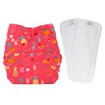 Bumberry Cloth Diaper Cover With 2 Wet Free Inserts Perfect For Babies Between 6-36 months, 7 to 15 Kgs, Pineapple print (Adjustable, Washable & Reusable, Snap Fit Diaper Cover With 2 Soakers)