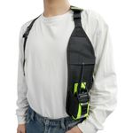 KUNN Universal Left Side Radio Shoulder Harness Holster with Reflective Pocket,Two Way Radio Holder for Motorola,Baofeng, Walkie Talkie Holder for SAR,Police