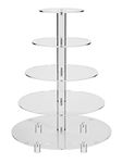 Jusalpha ® 5-Tier Acrylic Round Wedding Cake Stand/Cupcake Stand Tower/Dessert Stand/Pastry Serving Platter/Food Display Stand (5 Tier)