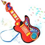 Kid Guitar, 4 in 1 Toddlers Guitar and Piano Guitar for Kids 3-5 with Strap Guitar for Toddlers 2-4 with Lullaby Projector Drum Toy Guitar for Kids Toy Toddler Guitar for 3 4 5 Year Old Boy Girl Gift