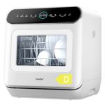 COMFEE' Table Top Dishwasher 7+3 Programs Mini Tabletop Dishwasher No Plumbing, 6L Built-in Water Tank, Hygiene Wash, Auto Door Open Drying, Energy Class D- White