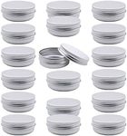 18 Pack 2 oz White Lip Balm Tin Cans, Aluminum Round Cosmetic Sample Containers with Screw Lid, Metal Empty Tins Storage Travel Tin Jars