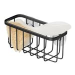 iDesign 84707, Gia AA8 Sponge Holder, Stainless Metal Sink Organizer for Sponge and Pot Scraper, Matte Black Normal