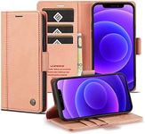 GoshukunTech for iPhone 12 Case,for iPhone 12 Pro Case，Flip Leather Wallet Case with Card Holder Cash Pocket Magnetic Closure for iPhone 12/iPhone 12 Pro [ Rose Gold ]