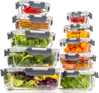 Glass Food Storage Containers with Lids Airtight，Glass Meal Prep Containers for Lunch Food Storage with Lids，Glass Food Container Set，Glass Lunch Box for Kitchen，BPA Free（20 Pieces）