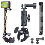 TELESIN Bike Moto Clamp Holder Mount+Aluminium Extension Rod+Phone Holder Bundle Kit,360° Double Ball Head Bicycle Motorcycle Handlebar Mount For DJI Osmo GoPro insta360