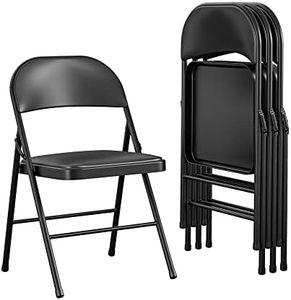 (Folding Chair) - Cosco Vinyl 4-Pack Folding Chair, Black