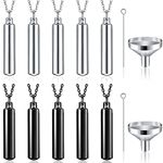 10 Pieces Urn Necklace for Ashes Cremation Cylinder Memorial Stainless Steel Memorial Pendant for Women Men Loved Ones (Black, Silver)