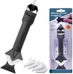 MMW 5 in 1 Silicon Caulking Tool Kit - Silicone Sealant Finishing Tool with Grout Scraper, Finishing Silicone Pieces for Easy Finishing & Clear Corner Joints - Black