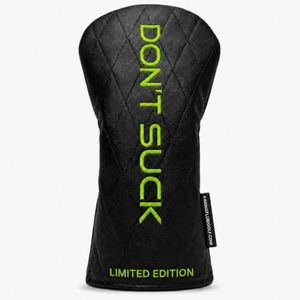 Aiming Fluid Golf “Don’t Suck” Driver Headcover Premium Quilted Leather Golf Driver Head Cover, Funny Golf Club Headcover, Luxury Golf Bag Accessory, Unique Golf Gift for Men (AFTER DARK- VENOM GREEN)