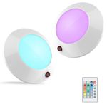 BIGLIGHT Battery Operated Wireless LED Ceiling Light, Remote Controlled, 16 Color Changing Mood Light, Hallway Lighting, Dimmable Night Light for Shower Closet Bedroom Corridor Bathroom, 2 Pack