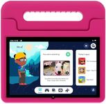 ApoloMedia Kids Tablet, 10 inch Toddler Tablet with EVA Protective Case, 2+32GB Storage, 2+5MP Dual Cameras, 5000mAh, 5G WiFi, Android 13 Tablet for Kids with Google Kids Space, YouTube Kids (Pink)