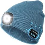 CENSGO Bluetooth Beanie with The Light, Unique Tech Gifts for Men Husband Him Teen, Wireless Headphones for Fishing Jogging Working, Christmas Stocking Light Blue