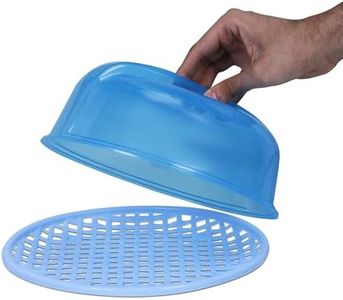 Comet Plastics Microwave Food Cover with Easy Grip Handle and Plate | Microwave Lid with Small Holes to Release Steam | Suitable for Heating Food | Translucent | Blue (Dark Blue & Light Blue, 2)