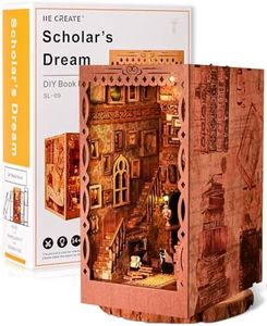 Morefün Book Nook Biblioteca Diy Booknook Con Mueble Y Luz Led,Mini Casa De Muñecas Puzzle 3d Casa De Madera Diorama，Decoración De Inserción (El Sueño De Un Erudito)