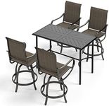 MFSTUDIO Counter Height Patio Bar Set of 5 with 1 Heavy Duty Metal Bar Table with 4 Pieces Sling Outdoor Bar Height Stool