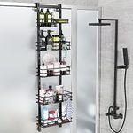 Orimade Over the Door Shower Caddy Adjustable Hanging Organizer Shelf Rustproof with Hook,Shampoo Holder Bathroom Rack Basket with Soap Dish Suction Cup Extra Large, 5 Tier (US Patent)