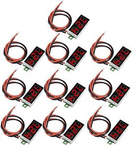 diymore 10pcs Mini Digital Voltage Meter DC 2.5~30V 0.28" 2 Wire Digital Voltmeter Gauge Tester Red LED Display Panel Mount Car Motorcycle Battery Monitor Led