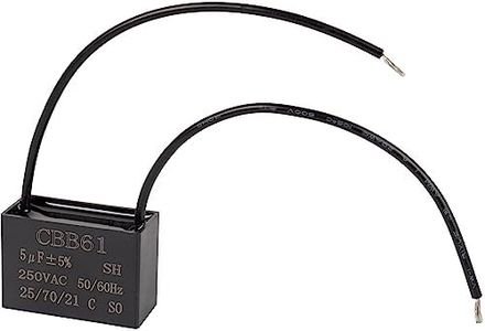 CBB61 Ceiling Fan Capacitor 2 Wire 5uf Compatible with 250VAC Fan Capacitor 50/60Hz CBB61-5 (1 Pack)