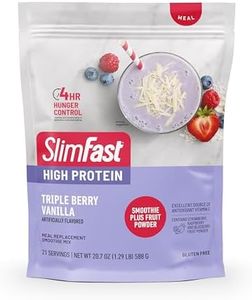 SlimFast High Protein Smoothie Mix Plus Fruit Powder, High Protein Meal Replacement Powder, Fiber, Vitamin C, 21 Servings, 1.29 Pounds, Triple Berry Vanilla (Packaging May Vary)