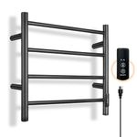 Heated Towel Rack Black, 4-Bar Hot Towel Warmer for Small Bathroom Hotel Gym RV Spa, Stainless Steel Electric Towel Rack with Build-in Timer, Fast Heating, Plug-in (Black)