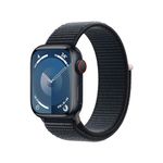 Apple Watch Series 9 [GPS + Cellular 41mm] Smartwatch with Midnight Aluminum Case with Midnight Sport Loop One Size. Fitness Tracker, Blood Oxygen & ECG Apps, Always-On Retina Display, Water Resistant
