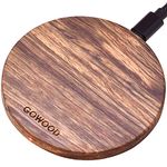 GOWOOD - 15W Fast Zebra Wood Wireless Charger - Fast Wireless Charger with 2m strong and resistant charging cable - LED Integrated USB-C Wireless Charger