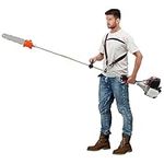 42CC 4 Stroke Gas Powered Pole Saw Chainsaws Tree Trimming Machine Air-Cooled Power Chain Saws Extendable Pole Tree Trimmer Pruner Long Reach with 1.5M Pole for Gardens Farms Parks Forests