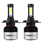 CAPE SHOPPERS Night Eye NE-0011 H4 LED Headlight Bulb High/Low Beam LED Light Conversion Kit for Cars (White, 72W, 2 Bulbs)