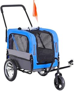 Aosom Elite-Jr Dog Bike Trailer 2-in-1 Pet Stroller Cart Bicycle Wagon Cargo Carrier Attachment for Travel with 360-Degree Swivel Wheels & Large Easy Entry, Blue