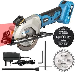 20V Cordless Circular Saw, G LAXIA Mini Circular Saw 3400RPM, Compact Electric Lightweight Saw with Speed Trigger, Maximum Cutting Depth of 28MM (45°),42.8MM (90°) –2000mAh Battery and Charger