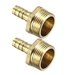 sourcing map Brass Barb Hose Fitting Connector Adapter 12mm Barbed x 3/4 BSP Male Pipe 2pcs