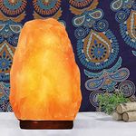 Crystal Hideaway Himalayan Salt Lamp Natural Pink Salt Lamp Hand Carved Crystal Salt Rock Lamp Night Light with Dimmer Switch Cord and Wood Base for Home Décor (6 Inches)