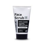 Ustraa Face Scrub for Men - 100g - with Activated charcoal, Tahitian Volcanic Sand & Walnut Granules - Great for Exfoliating skin & facial detox, Fights blackheads - For All Skin type