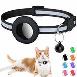 AirTag Cat Collar, Reflective Airtag Cat Collar with Bell and Prefect Size Waterproof Airtag Holder Compatible with Apple Airtag, Nice Cat Collar with Breakaway Safety Buckle for Kitten Puppy