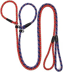 Coolrunner 2PCS Durable Dog Slip Rope Leash, 5 FT Dog Training Leash, Strong Slip Lead, Standard Adjustable Pet Slipknot Nylon Leash for Small Medium Dogs(10-80 lb) (Blue+Red)