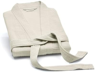 BOLL & BRANCH Dream Robe - Mist, Medium - 100% Organic Cotton - Ultra Soft, Lightweight, Breathable, and Pre Shrunk - Unisex, Deep Side Seam Pockets, and Adjustable Self-Tie Belt