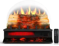 Rintuf Electric Fireplace Logs Set, 1500W Fireplace Insert Log Heater, Overheat Protection, Remote Control, Timer, 5 Flame Brightness/Speed & 4 Flame Sound, 20" Black Fireplace for Living Room Bedroom